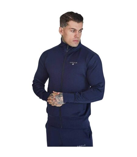 Mens Logo Funnel Neck Slim Track Top Navy SikSilk