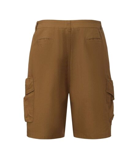 Mens Cotton Reinforced Tailored Casual Cargo Shorts Brown Pretty Green