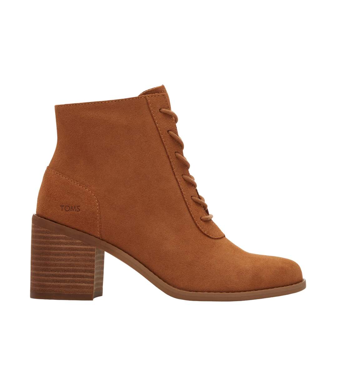 Womens/ladies Evelyn Suede Lace Up Ankle Boots Tan Toms-3