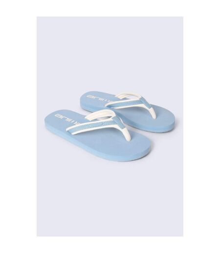 Womens/ladies Marti Recycled Flip Flops Blue Animal