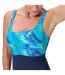 Womens/ladies Wavy One Piece Swimsuit Peacoat Sky Speedo-4