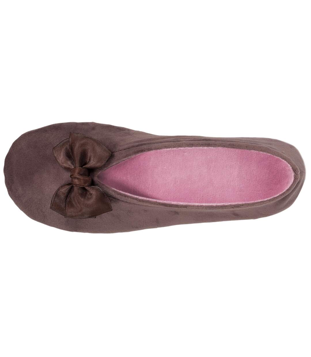 Isotoner Chaussons Ballerines femme détail nœud précieux-2