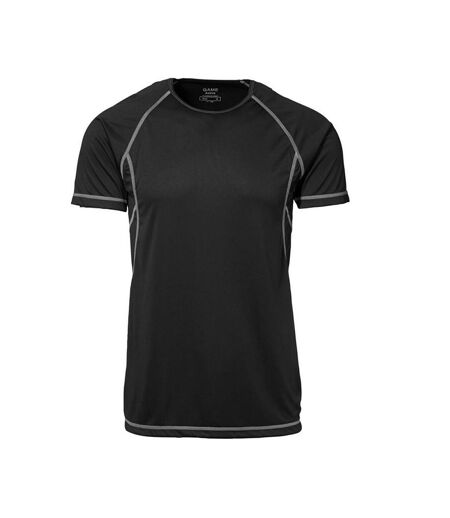 ID Mens Game Active Short Sleeve Fitted Flatlock T-Shirt (Black) - UTID118