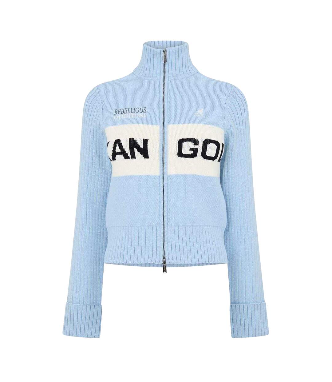 Womens/ladies Turtle Neck Cardigan Blue Kangol-1