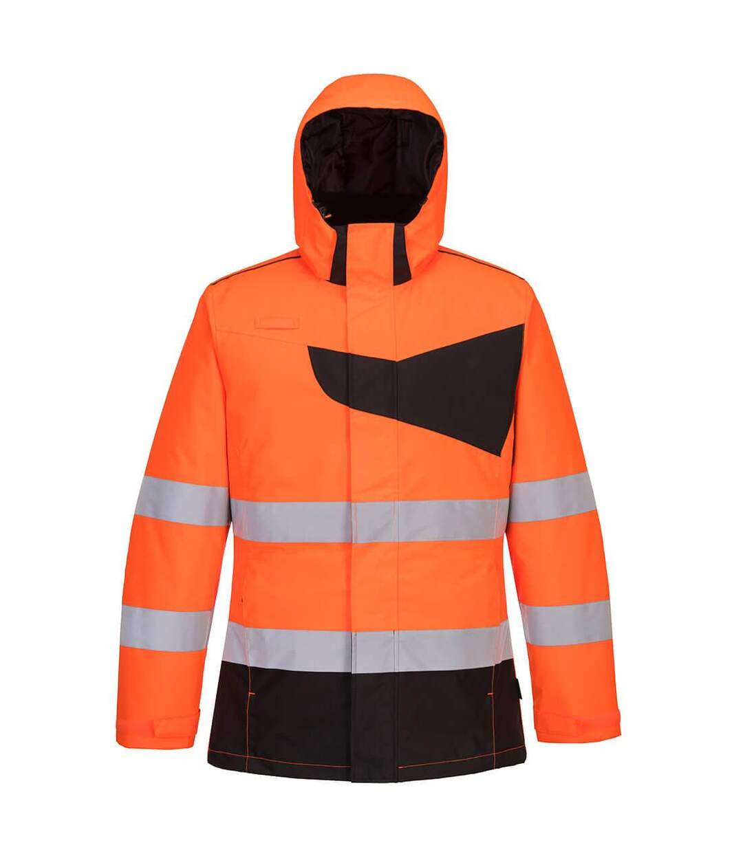 Mens pw2 high-vis safety jacket orange/black Portwest-1