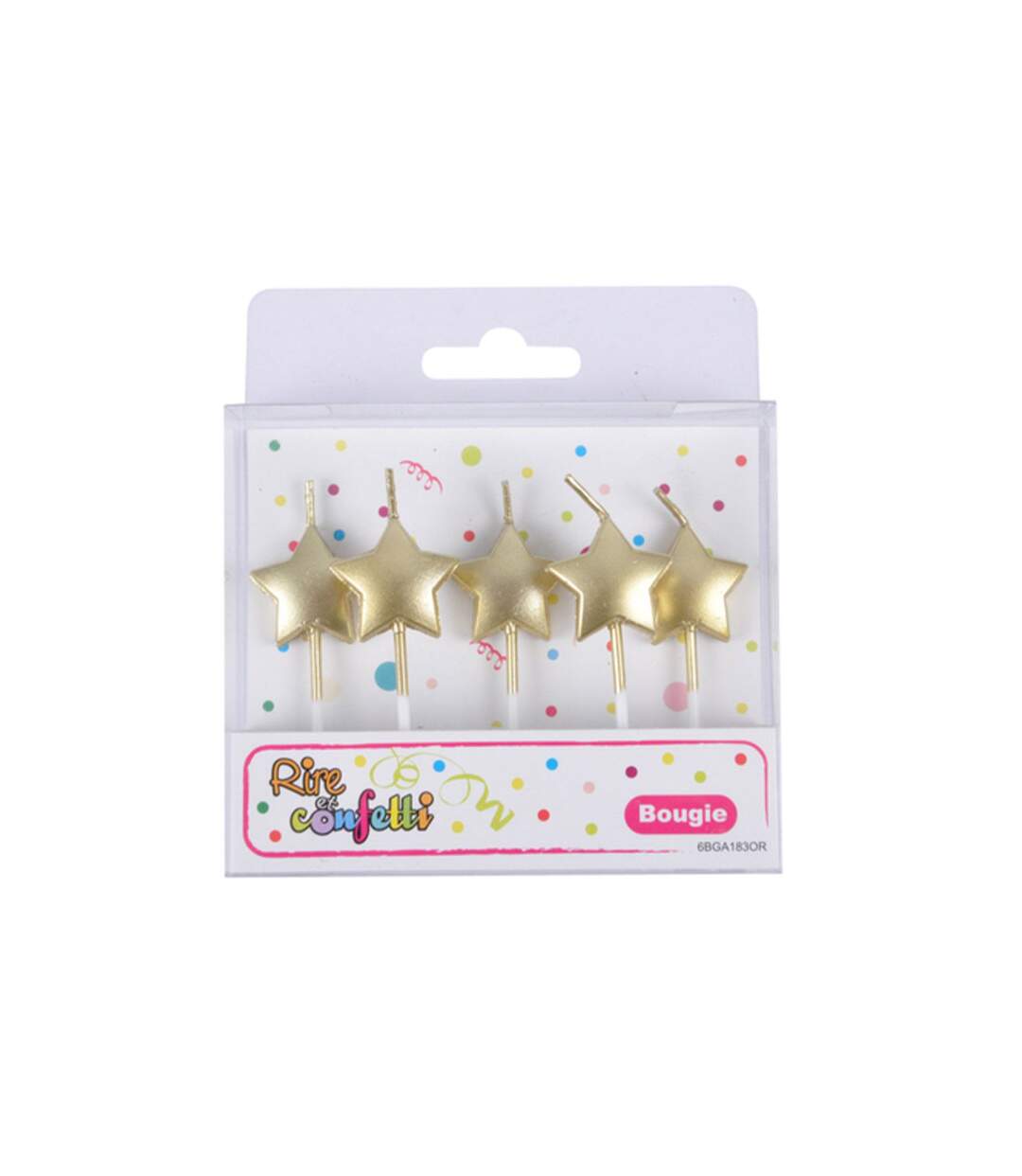 Lot de 5 Bougies 3D Étoile 7cm Or-2