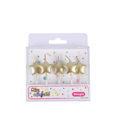 Lot de 5 Bougies 3D Étoile 7cm Or