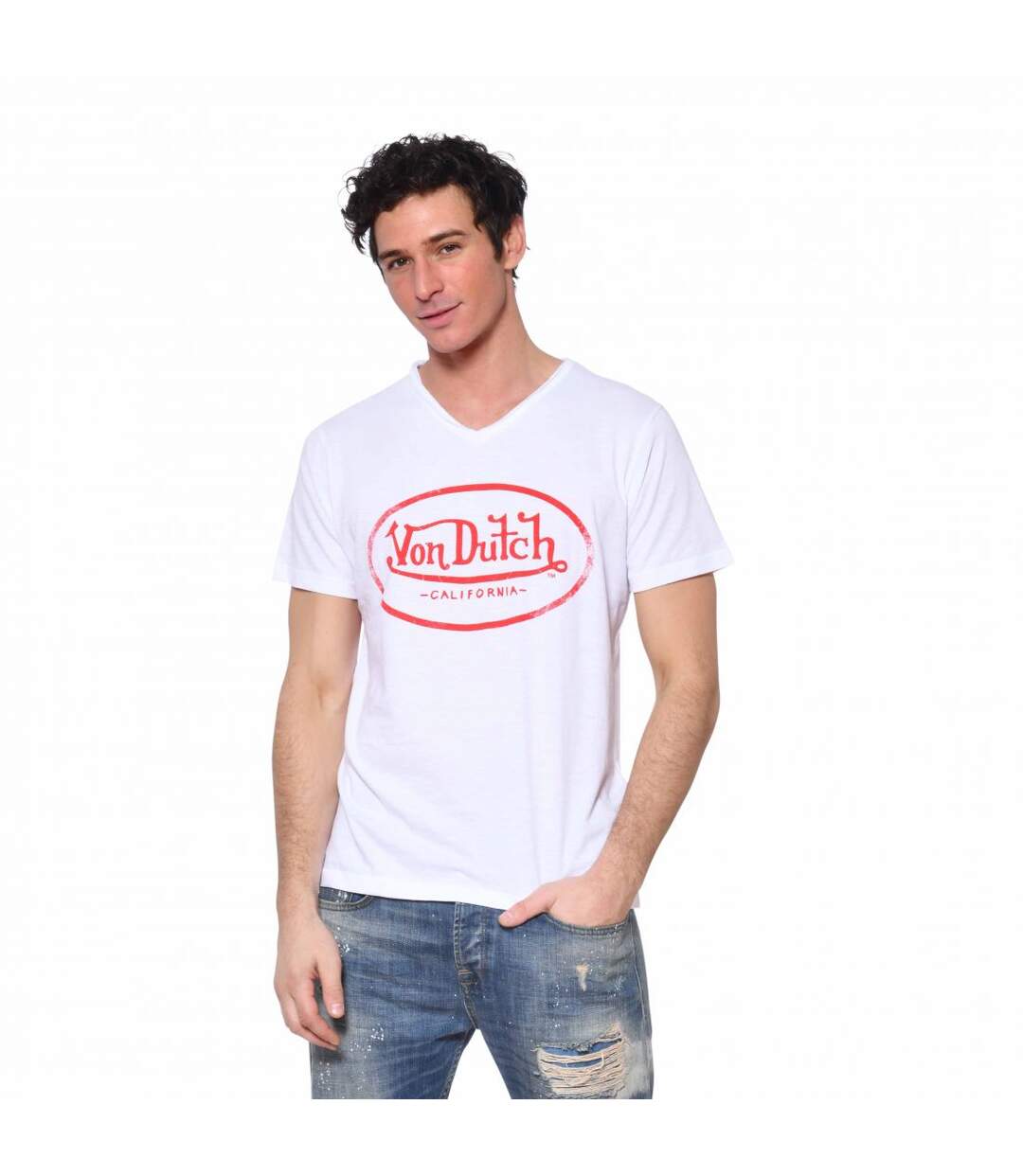 T-shirt Von Dutch Slim Fit Col V homme Ron-1