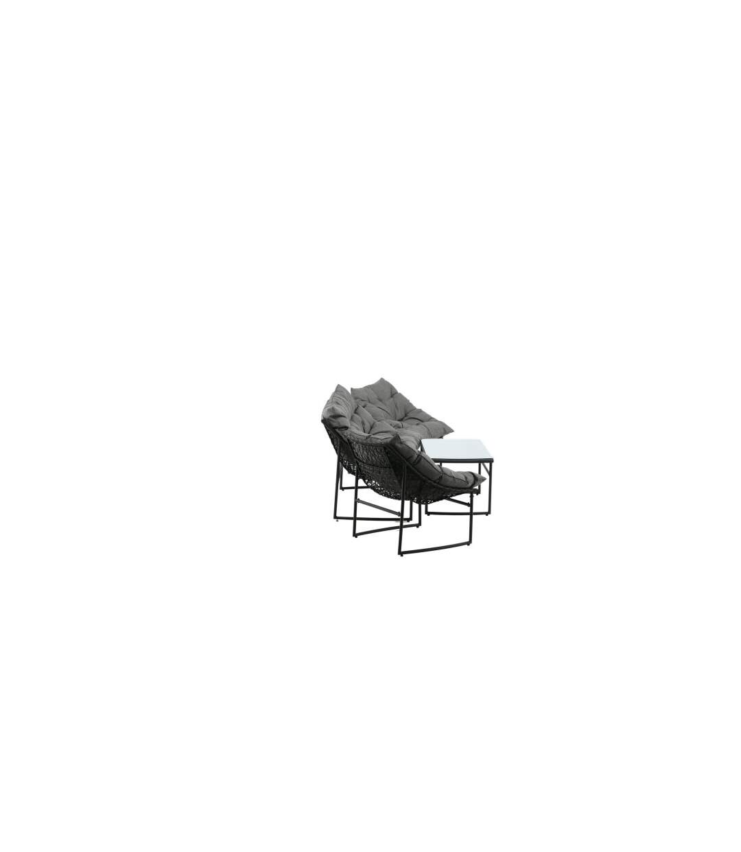Salon de Jardin en Métal Tina 117cm Noir-2