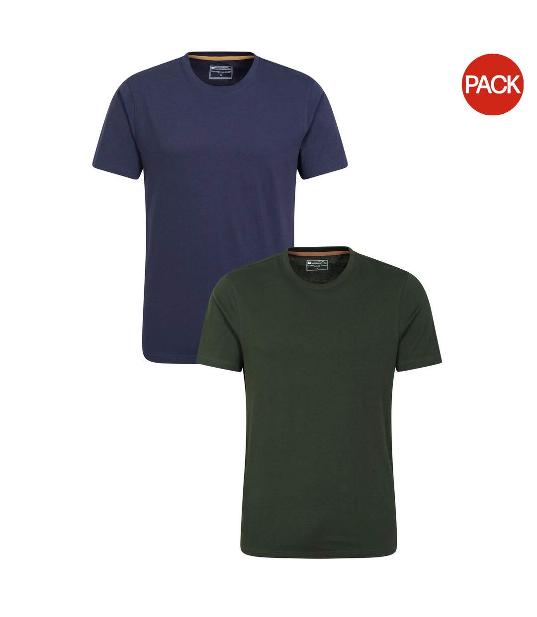 Pack of 2  Mens flint crew neck t-shirt  khaki green/navy blue Mountain Warehouse-1