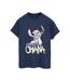Disney Womens/Ladies Lilo And Stitch Ohana Graffiti Cotton Boyfriend T-Shirt (Bleu marine) - UTBI30298-1