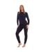 Ensemble De Pyjama Long Motif/style Côtelé Femme Noir Keanu-2