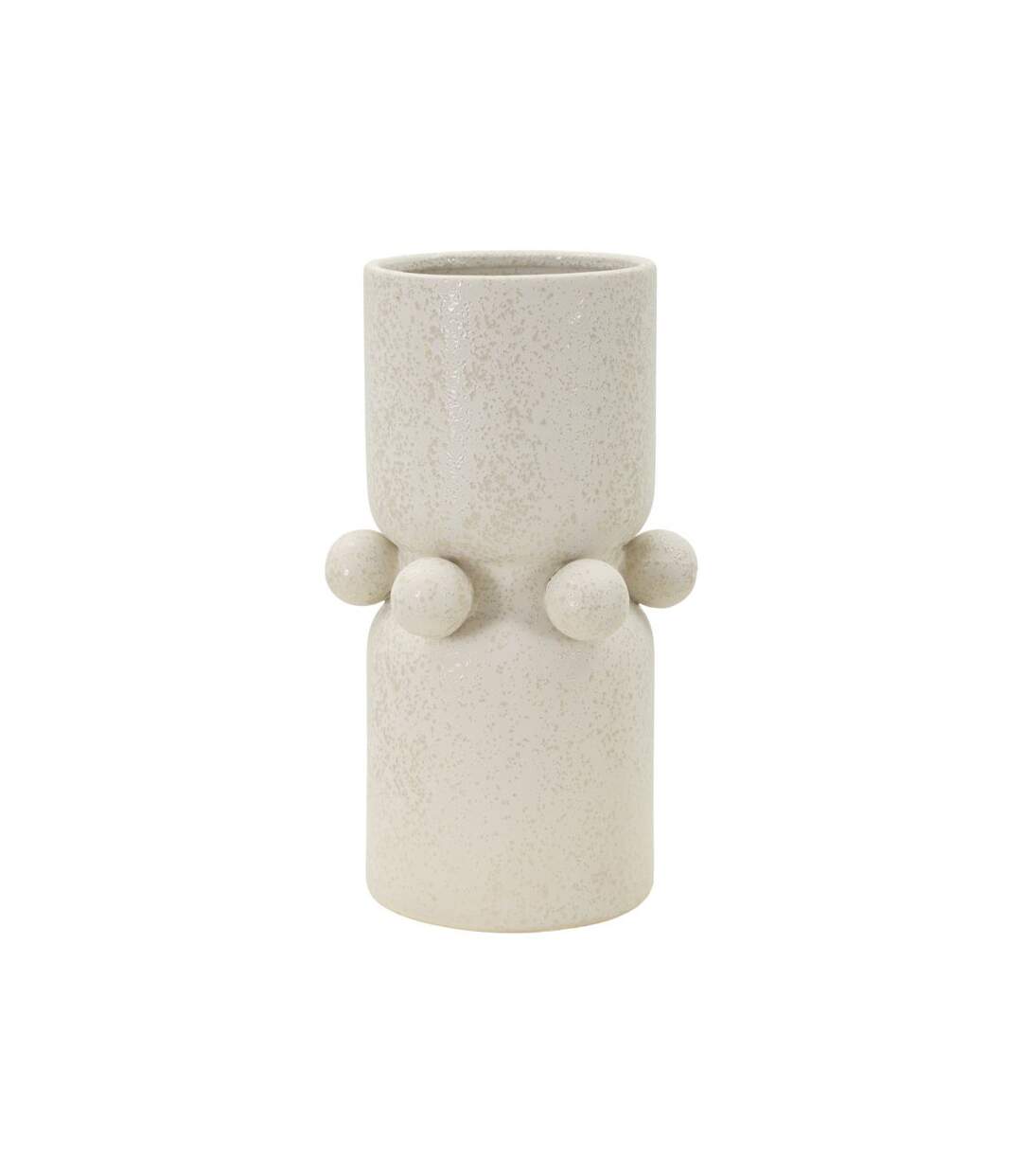 Vase Cylindrique en Céramique Bubbles 28cm Crème-1