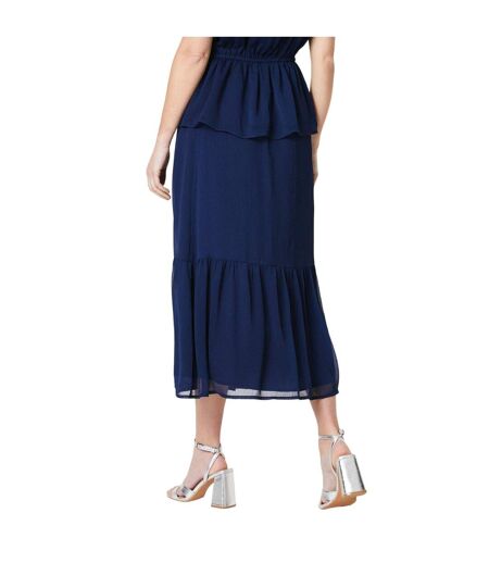 Womens/ladies lined petite midi skirt navy Principles