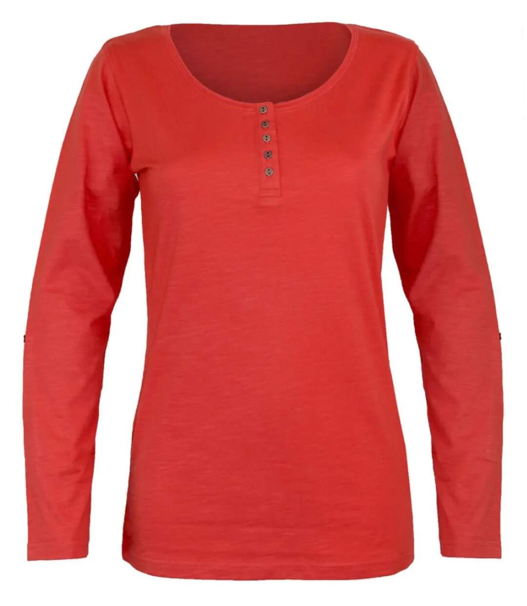 MAYFLOWER - TEEF2006C - Tee-shirt femme manches longues en coton flammé orange-5