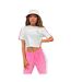 Womens/ladies Velour Crop T-shirt Ecru SikSilk-1