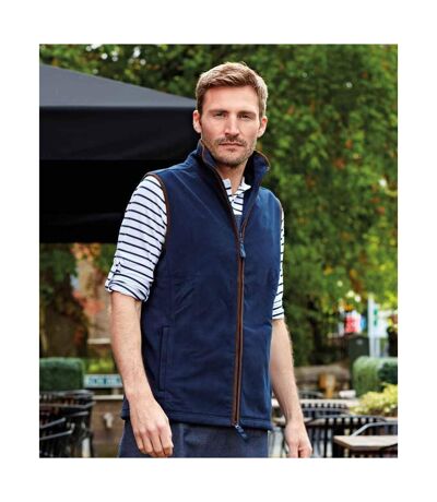 Mens Artisan Fleece Gilet Navy Brown Premier