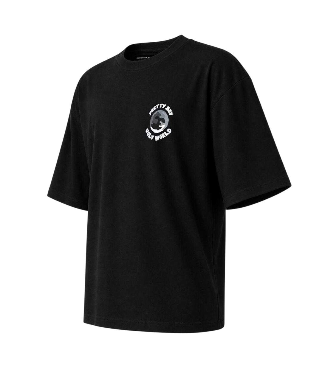 T-shirt Oversize Homme Du Nouveau Monde Noir Gris Pretty Boy Ugly World-3