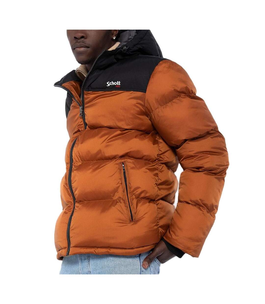 Doudoune marron homme schott utah-1