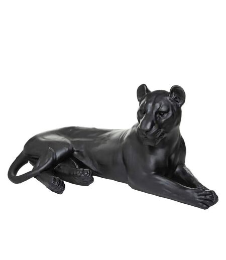 Statuette Déco Léopard Couché 80cm Noir
