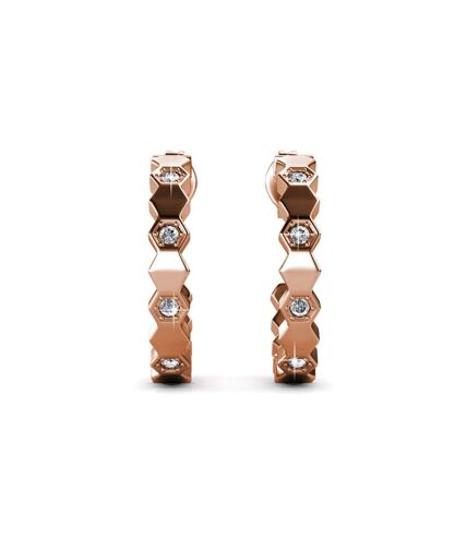 Boucles d'oreilles Curved - Or Rosé et Cristal