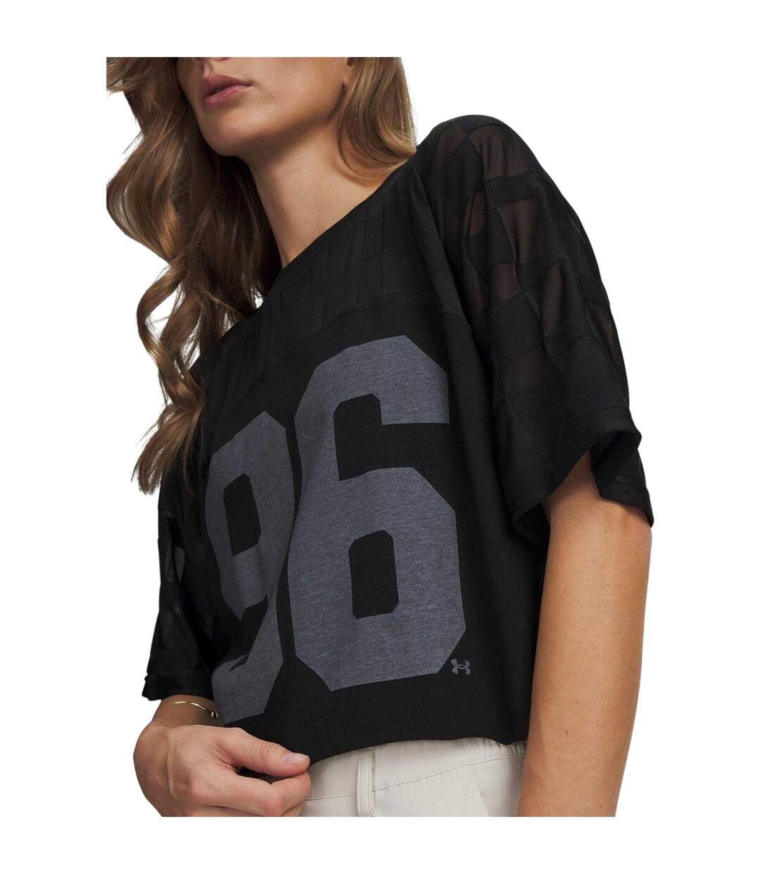 T-shirt Court Motif/style À Carreaux Burnout Femme Noir Blanc Under Armour-3