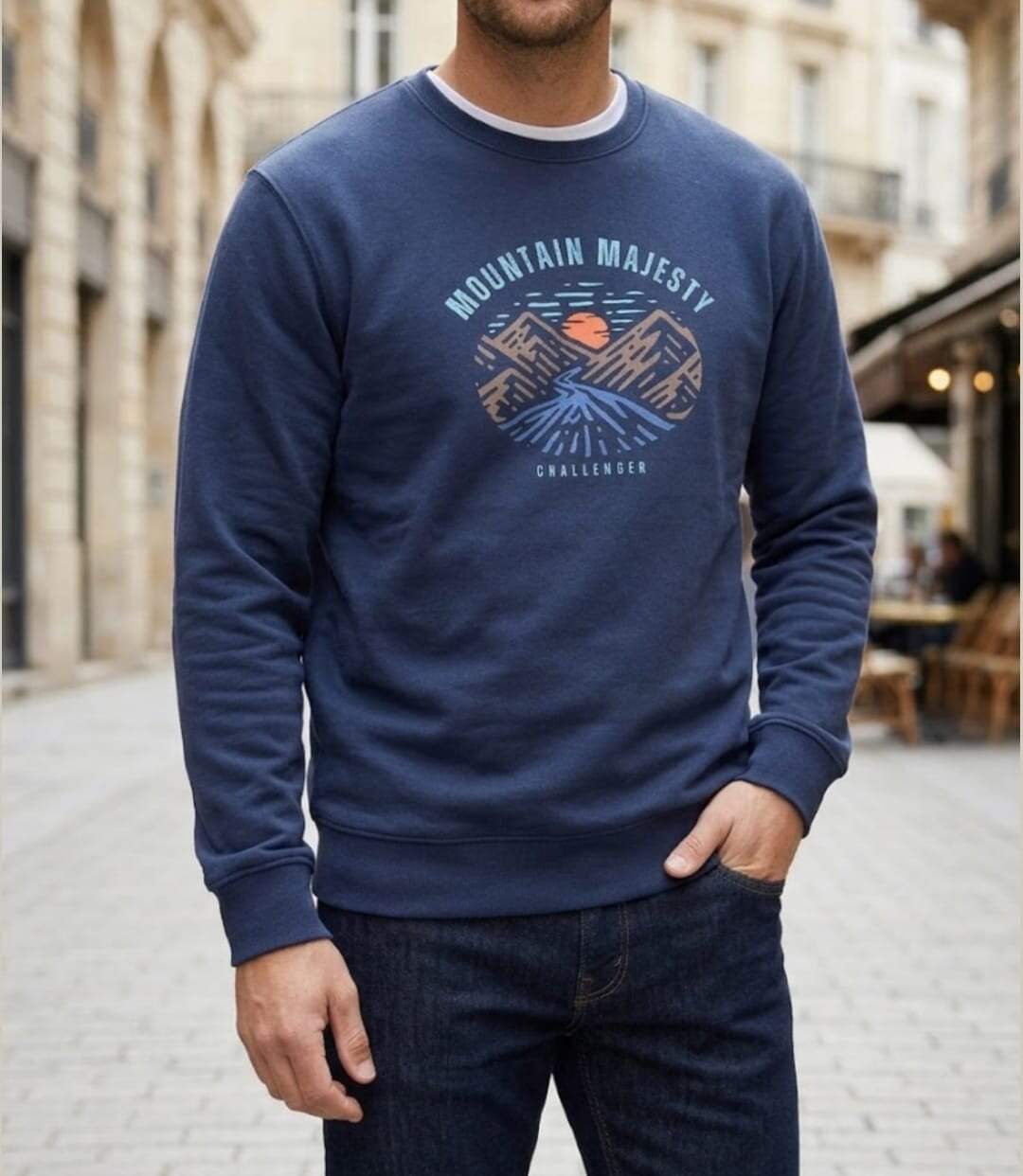 CHALLENGER PARK1 — Sweat imprimé marine : le style sportswear ultra-confort-1