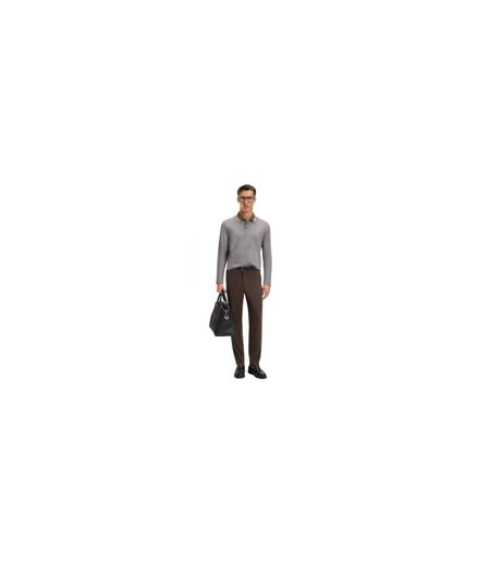 Polo Manches Longues Homme Gris Kaki Boss