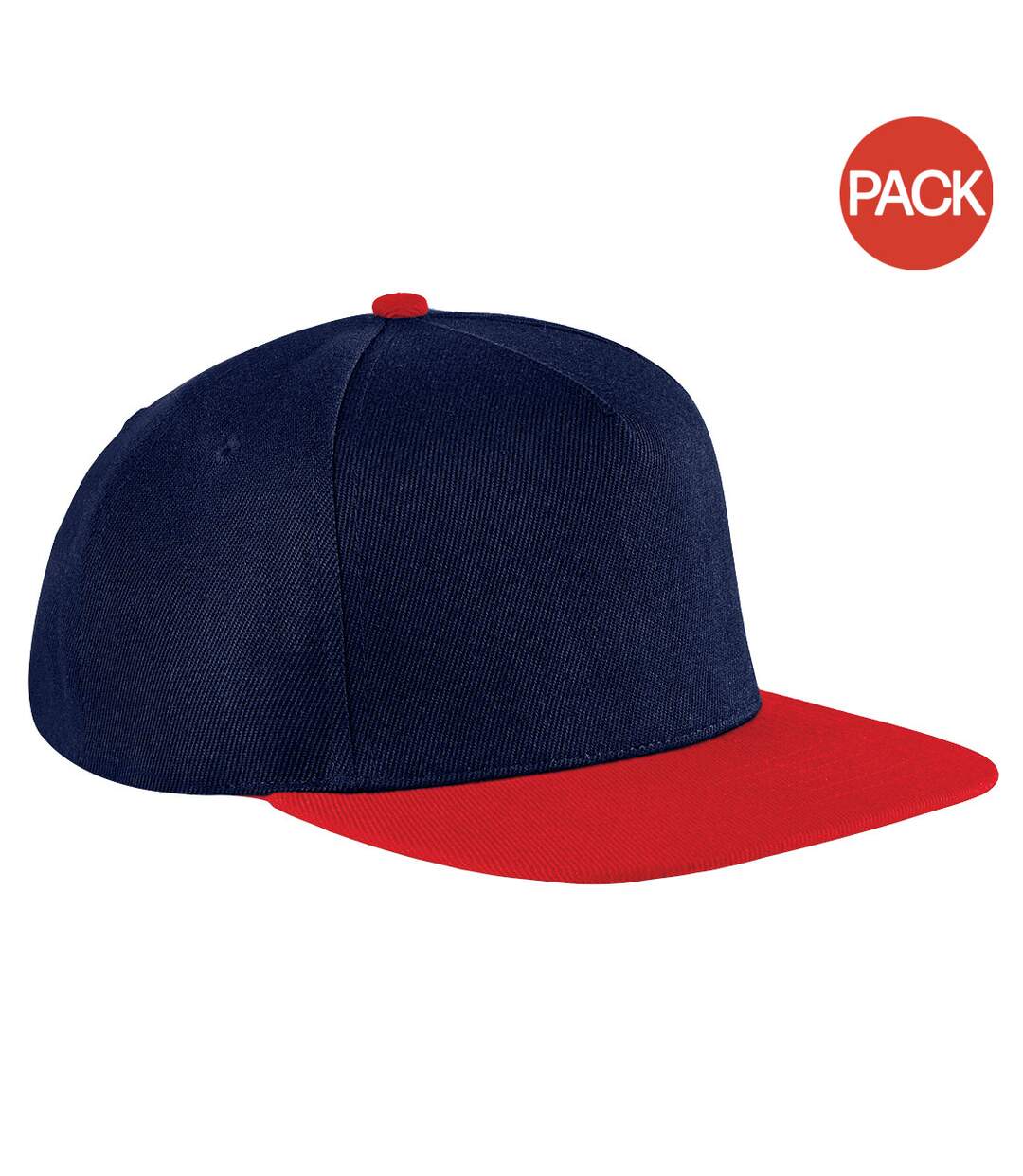 Lot de 2  casquettes à visière plate adulte bleu marine/rouge classique Beechfield-1