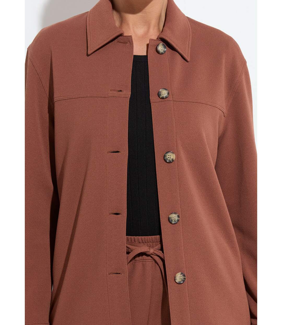 Surchemise boutonnée maille crêpe unie-4