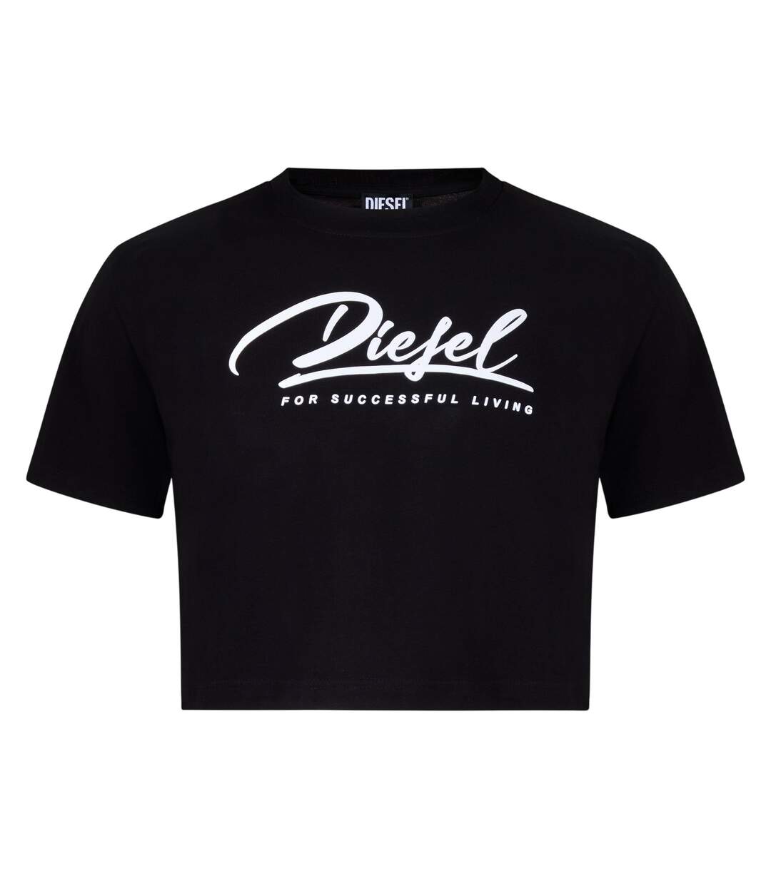 Womens/ladies Script Cropped T-shirt Caviar Diesel-1