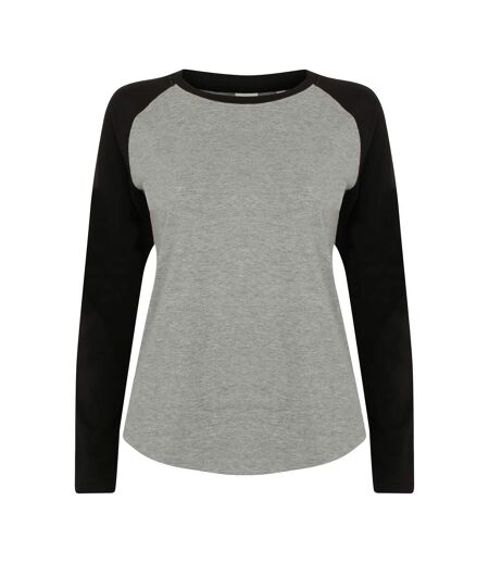 Skinnifit Womens/Ladies Long Sleeve Baseball T-Shirt (Heather Grey / Black) - UTRW4731
