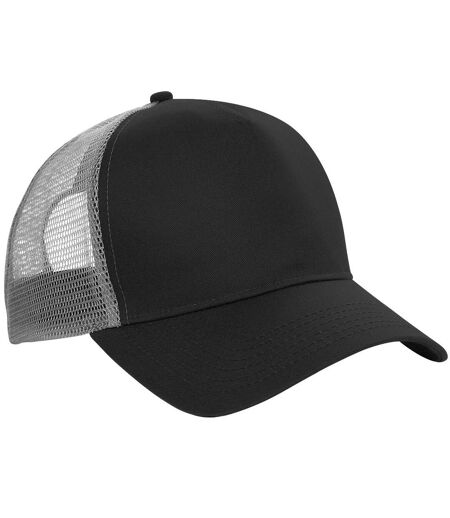 Beechfield Mens Half Mesh Trucker Cap / Headwear (Pack of 2) (Black/ Light Grey) - UTRW6695