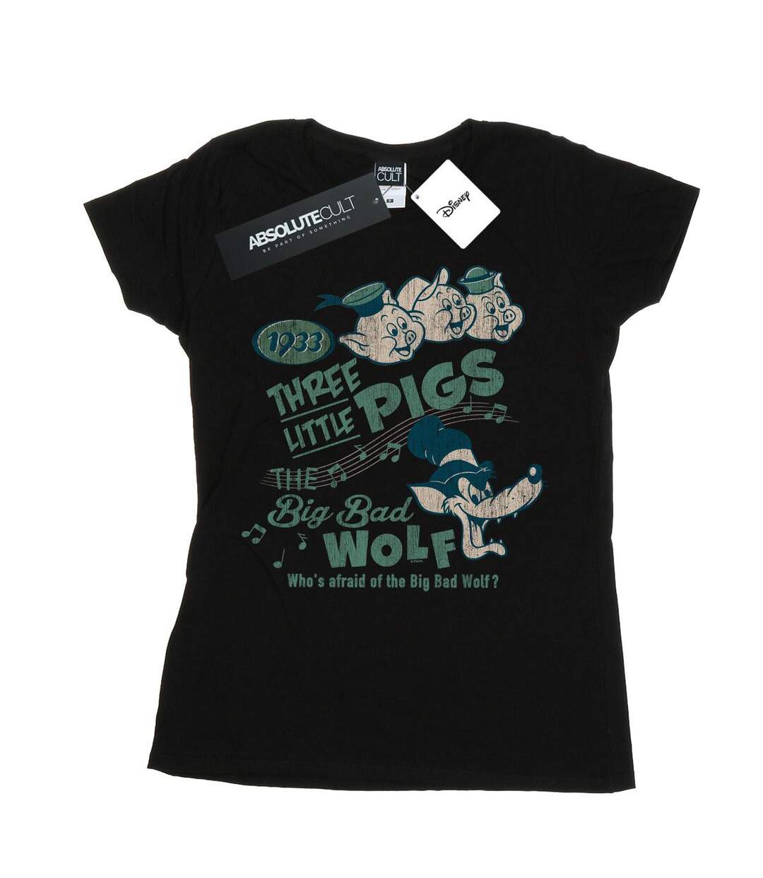 Disney - T-shirt THREE LITTLE PIGS WHO'S AFRAID OF THE BIG BAD WOLF - Femme (Noir) - UTBI15944-1