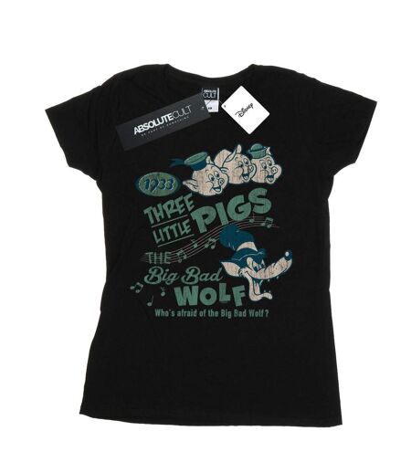 Disney - T-shirt THREE LITTLE PIGS WHO'S AFRAID OF THE BIG BAD WOLF - Femme (Noir) - UTBI15944