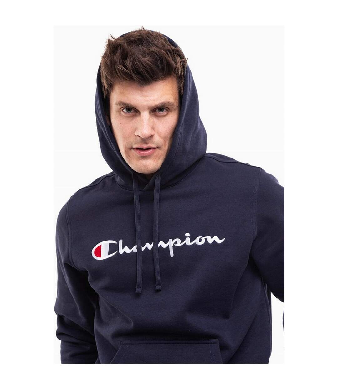 Mens Script Logo Hoodie Navy Blue Champion-3
