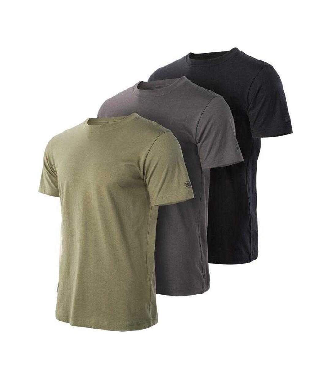 Pack Of 3  Mens Basic T-shirt  Green Grey Black Magnum-4