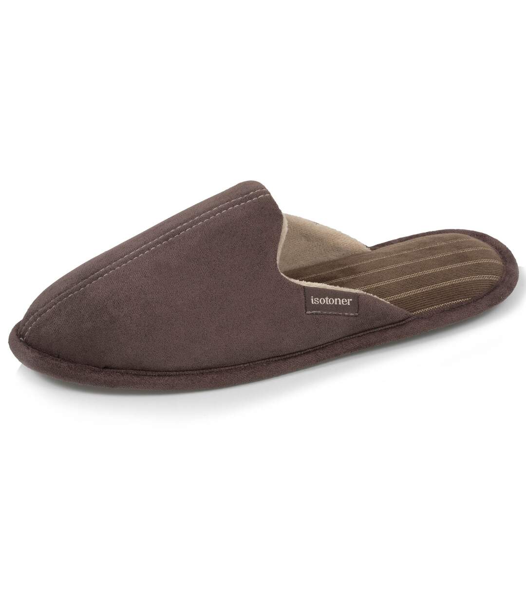 Isotoner Chaussons Mules homme velours, semelle ergonomique, mousse à mémoire forme, design confortable-2