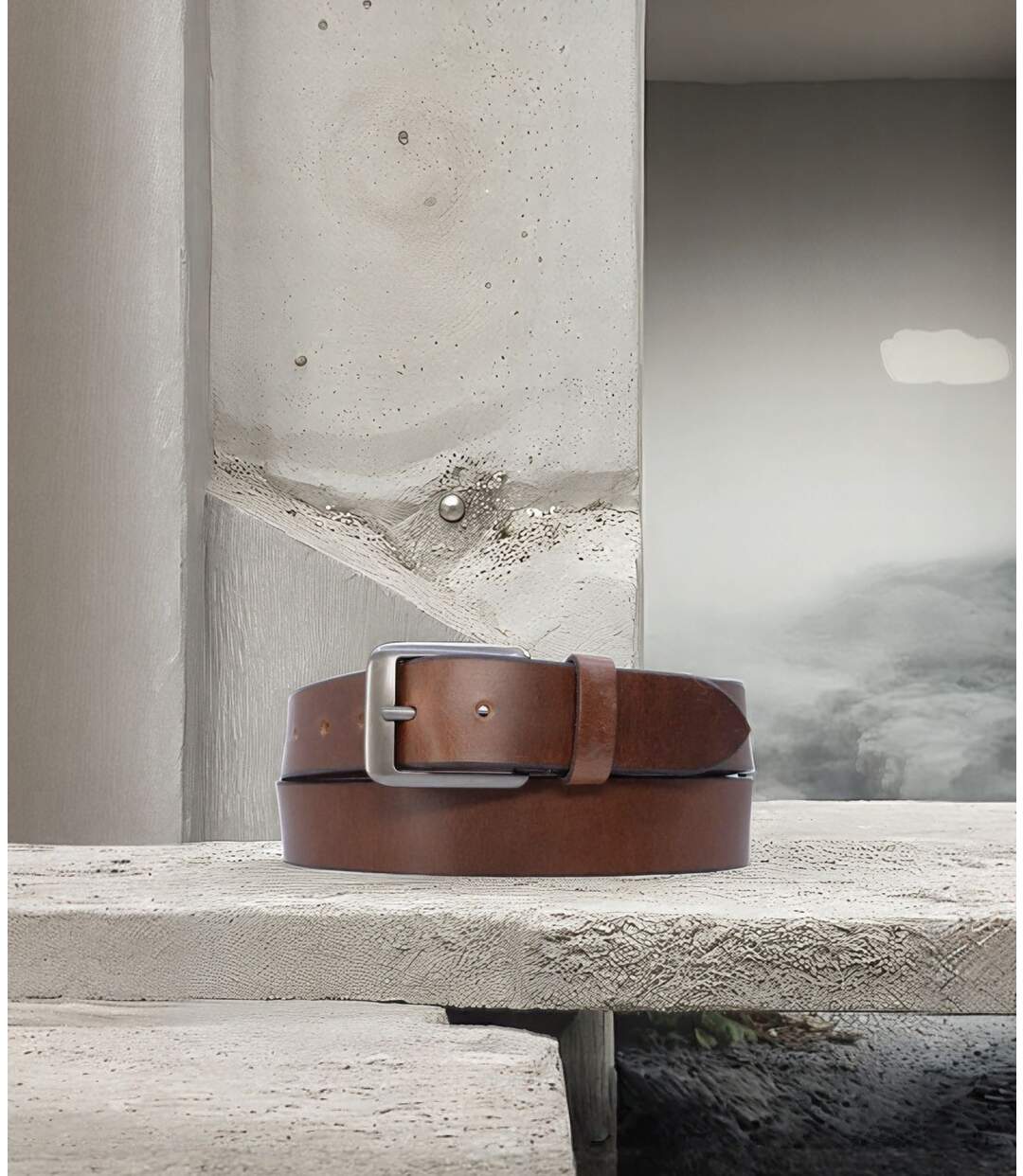 Ceinture en cuir pour homme de couleur marron - 100%  cuir vachette-3
