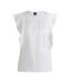 Womens/ladies Keyhole Regular Ruffle Blouse White Boss-2