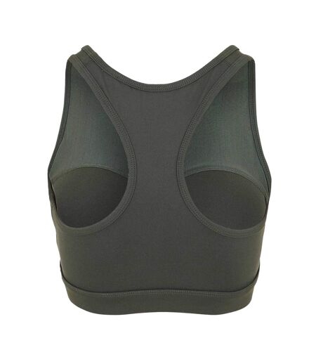 Womens/ladies Core Racerback Sports Bra Khaki USA Pro