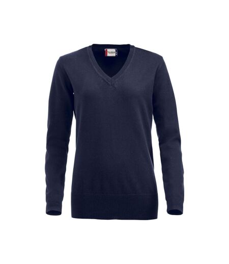 Clique Womens/Ladies Aston Knitted V Neck Sweatshirt (Dark Navy)
