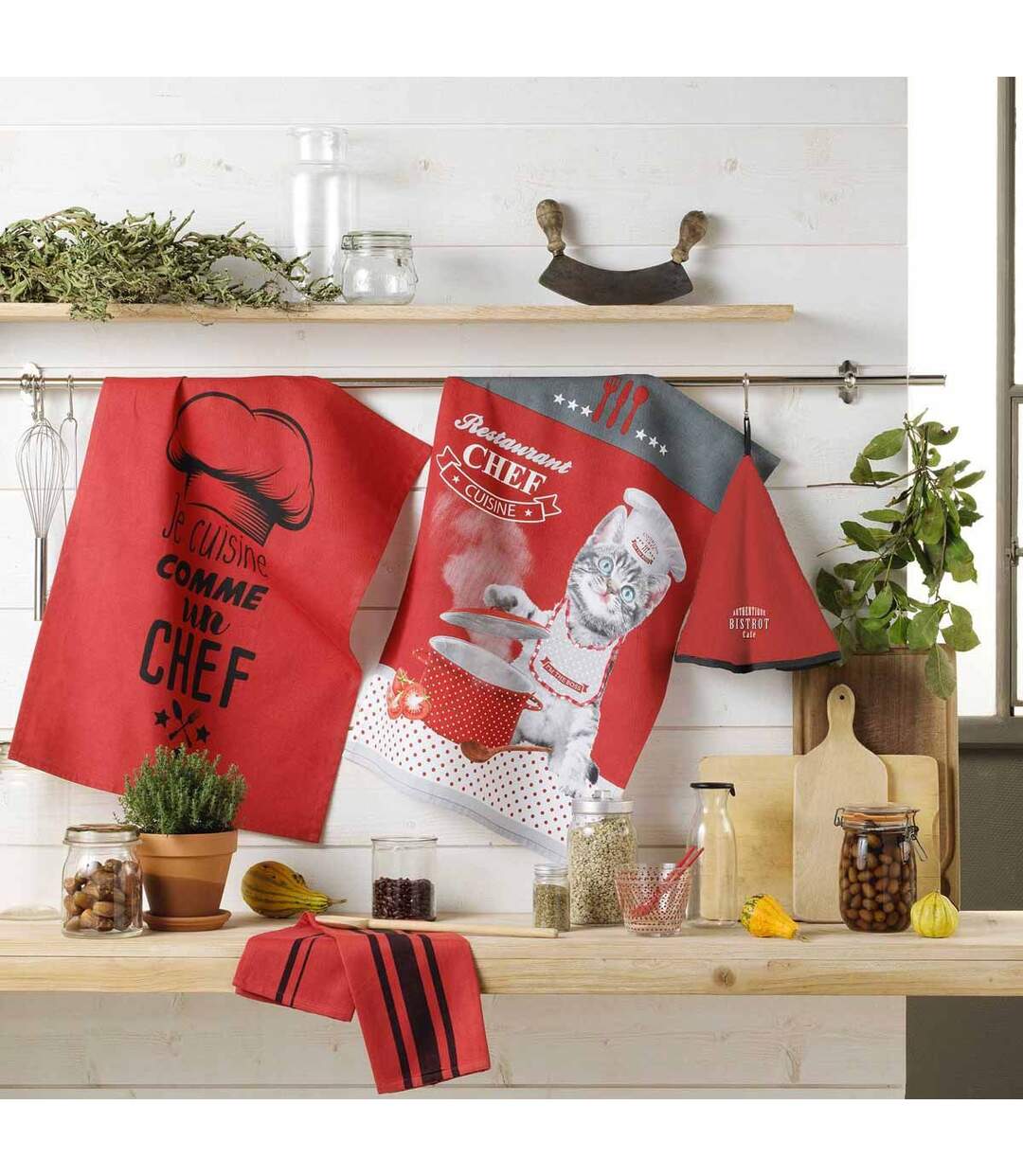 Torchon de Cuisine Comme un Chef 50x70cm Rouge-3