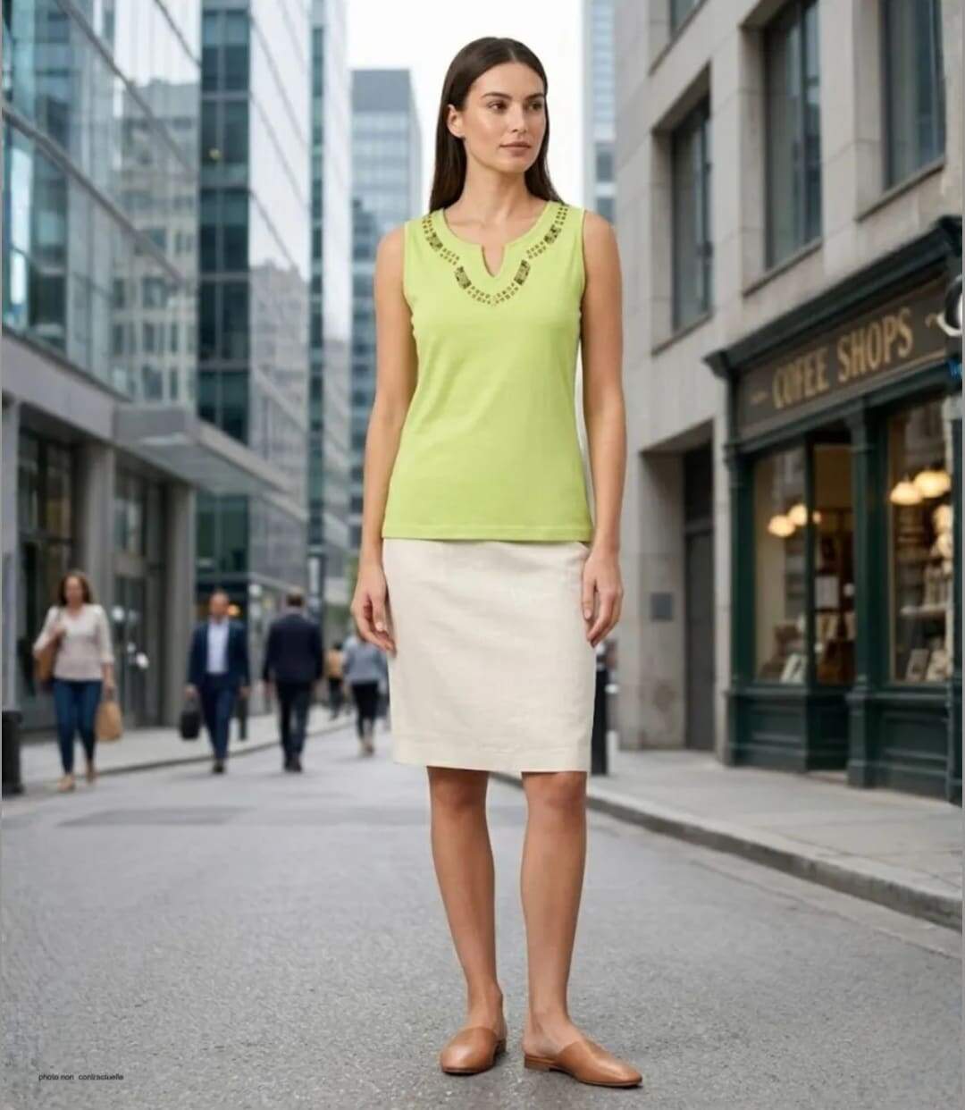 MAYFLOWER PF062V - Débardeur vert 100% coton pour femme : fraîcheur et confort quotidien-5