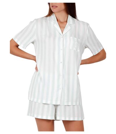 Pyjama chemise short Classic Stripes vert Admas