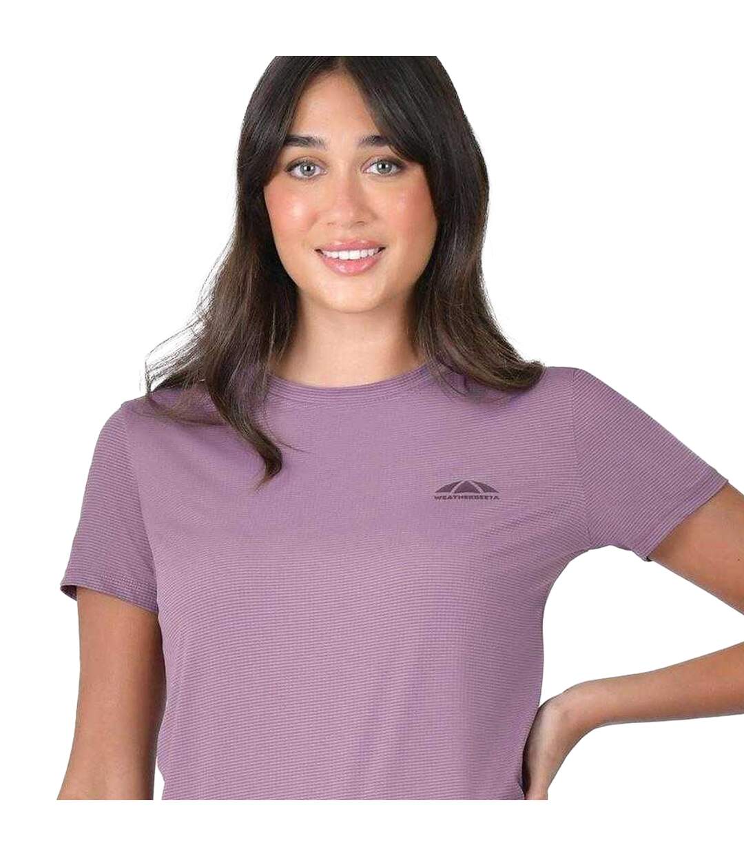 Womens/ladies Copper Ribbed Relaxed Fit T-shirt Mauve Wine Weatherbeeta-3