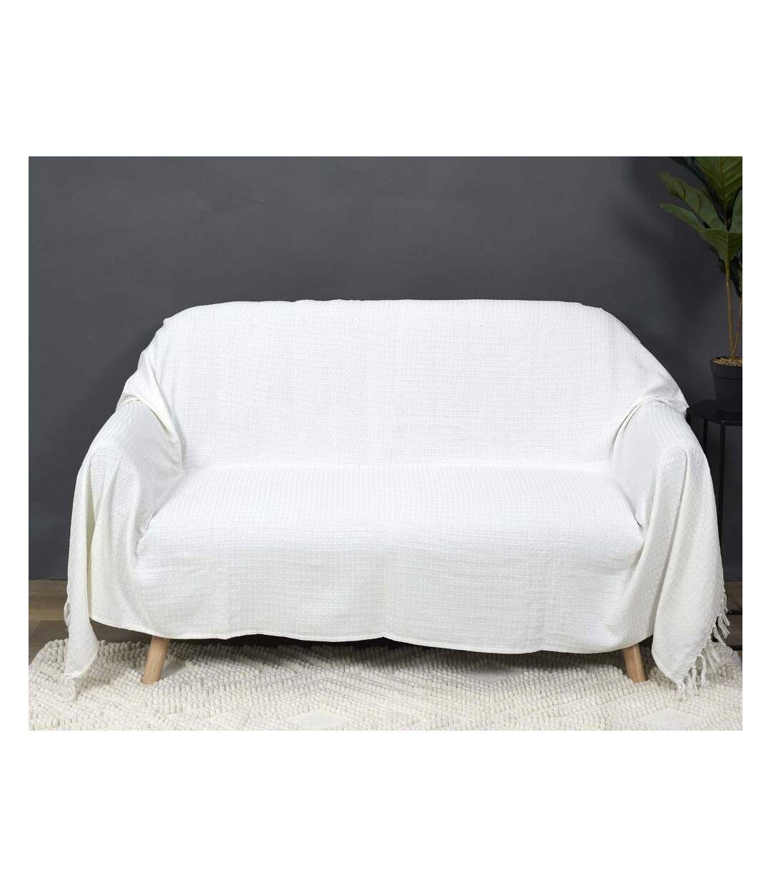Jeté de canapé en coton gaufré 170 x 250 cm-2