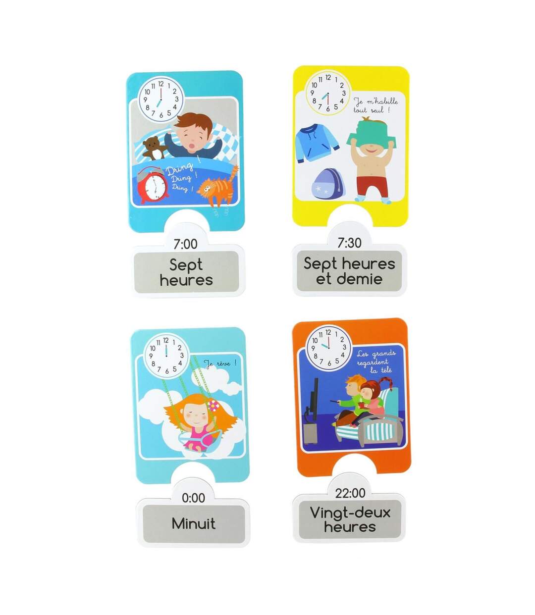 Jeu de Cartes Educatives J'apprends l'Heure 22cm Multicolore-2