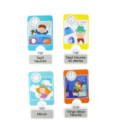 Jeu de Cartes Educatives J'apprends l'Heure 22cm Multicolore