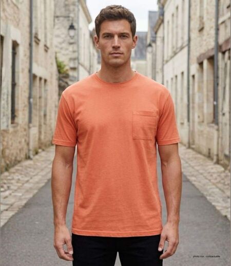 CHALLENGER SHERIF3 — Tee-shirt 1 poche orange : l'éclat du coton jersey au quotidien
